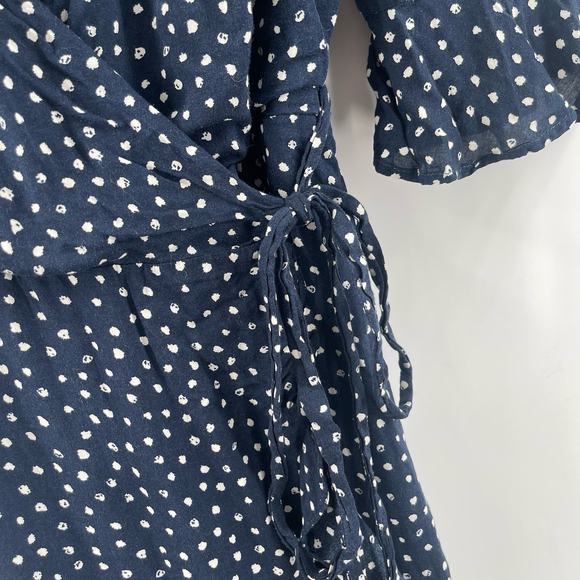 PRINCESS POLLY Wrap Dress Size 4 Navy Dots Evas Garden Spotted Wedding Event - Picture 10 of 13